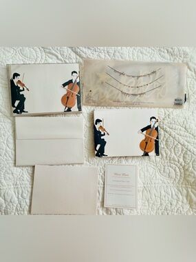 Vintage NIP Meri Meri Cello Musician 16 Invitations and Banner New Year’s Eve